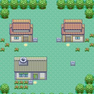Littleroot Town, rendered from original Pokémon Emerald map tiles